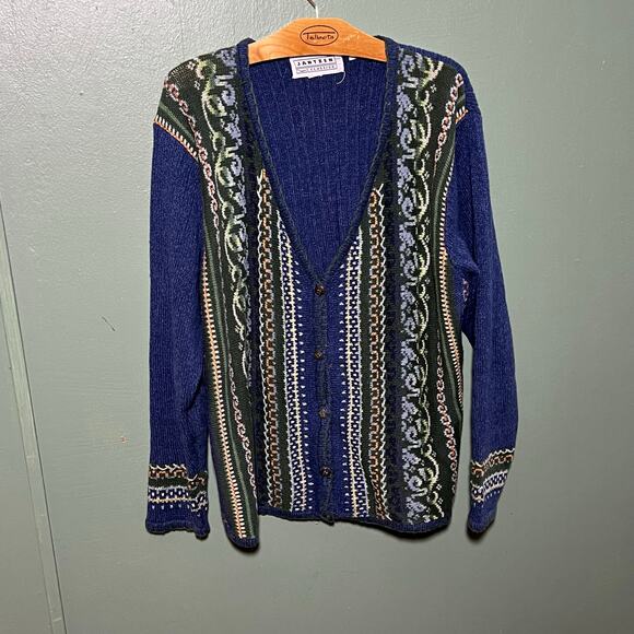 Vintage Jantzen Classics Hand Embroidered Navy Cardigan Sweater - Picture 3 of 6